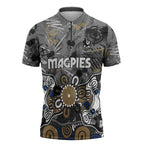 Personalized Collingwood Magpies Zipper Polo Shirt Aboriginal Dot Painting Graffiti Style