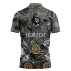 Personalized Collingwood Magpies Zipper Polo Shirt Aboriginal Dot Painting Graffiti Style