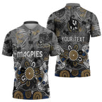 Personalized Collingwood Magpies Zipper Polo Shirt Aboriginal Dot Painting Graffiti Style