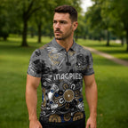Personalized Collingwood Magpies Zipper Polo Shirt Aboriginal Dot Painting Graffiti Style