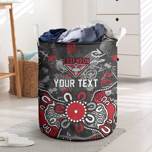 Personalized Essendon Bombers Laundry Basket Aboriginal Dot Painting Graffiti Style