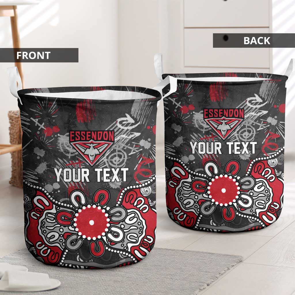 Personalized Essendon Bombers Laundry Basket Aboriginal Dot Painting Graffiti Style