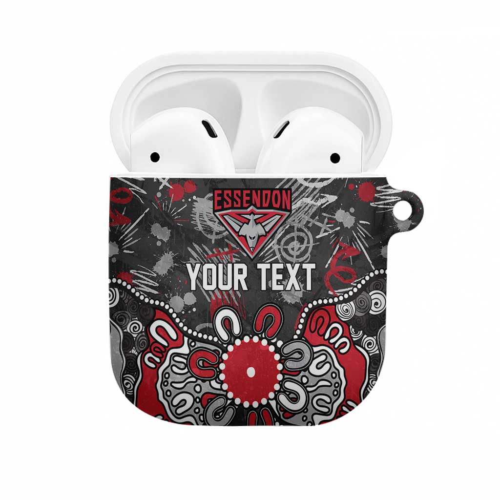 Personalized Essendon Bombers AirPods Case Aboriginal Dot Painting Graffiti Style