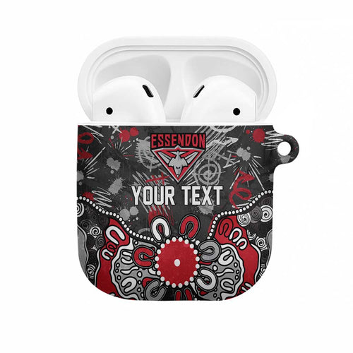 Personalized Essendon Bombers AirPods Case Aboriginal Dot Painting Graffiti Style