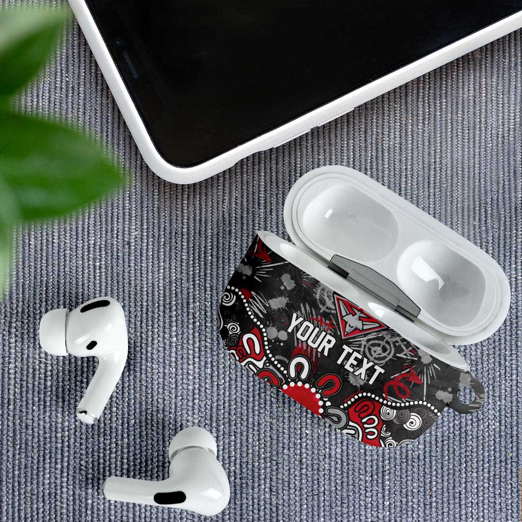 Personalized Essendon Bombers AirPods Case Aboriginal Dot Painting Graffiti Style