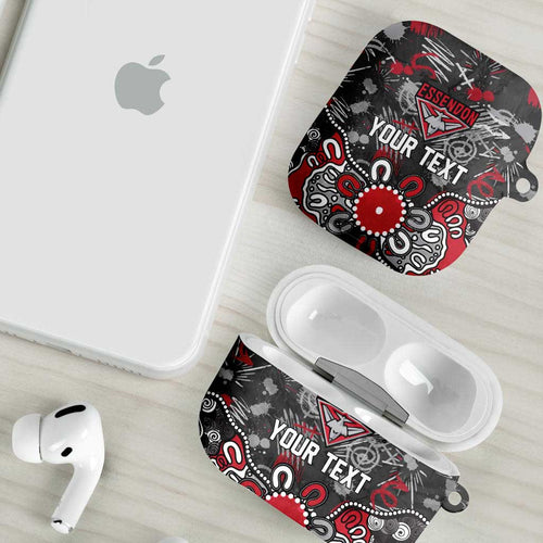 Personalized Essendon Bombers AirPods Case Aboriginal Dot Painting Graffiti Style
