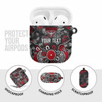 Personalized Essendon Bombers AirPods Case Aboriginal Dot Painting Graffiti Style