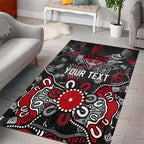 Personalized Essendon Bombers Area Rug Aboriginal Dot Painting Graffiti Style