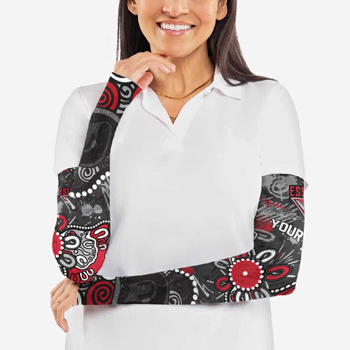 Personalized Essendon Bombers Arm Sleeves Aboriginal Dot Painting Graffiti Style