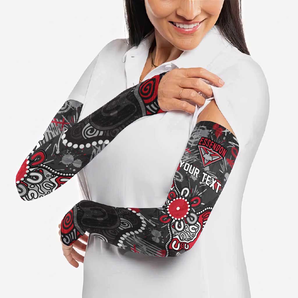 Personalized Essendon Bombers Arm Sleeves Aboriginal Dot Painting Graffiti Style