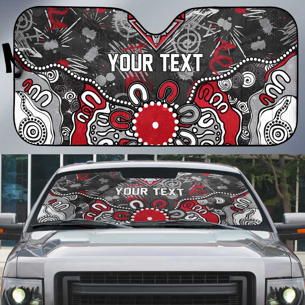 Personalized Essendon Bombers Auto Sun Shade Aboriginal Dot Painting Graffiti Style