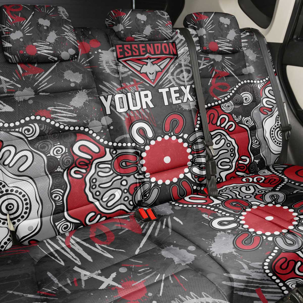 Personalized Essendon Bombers Back Car Seat Cover Aboriginal Dot Painting Graffiti Style