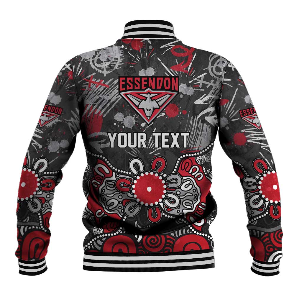Personalized Essendon Bombers Baseball Jacket Aboriginal Dot Painting Graffiti Style