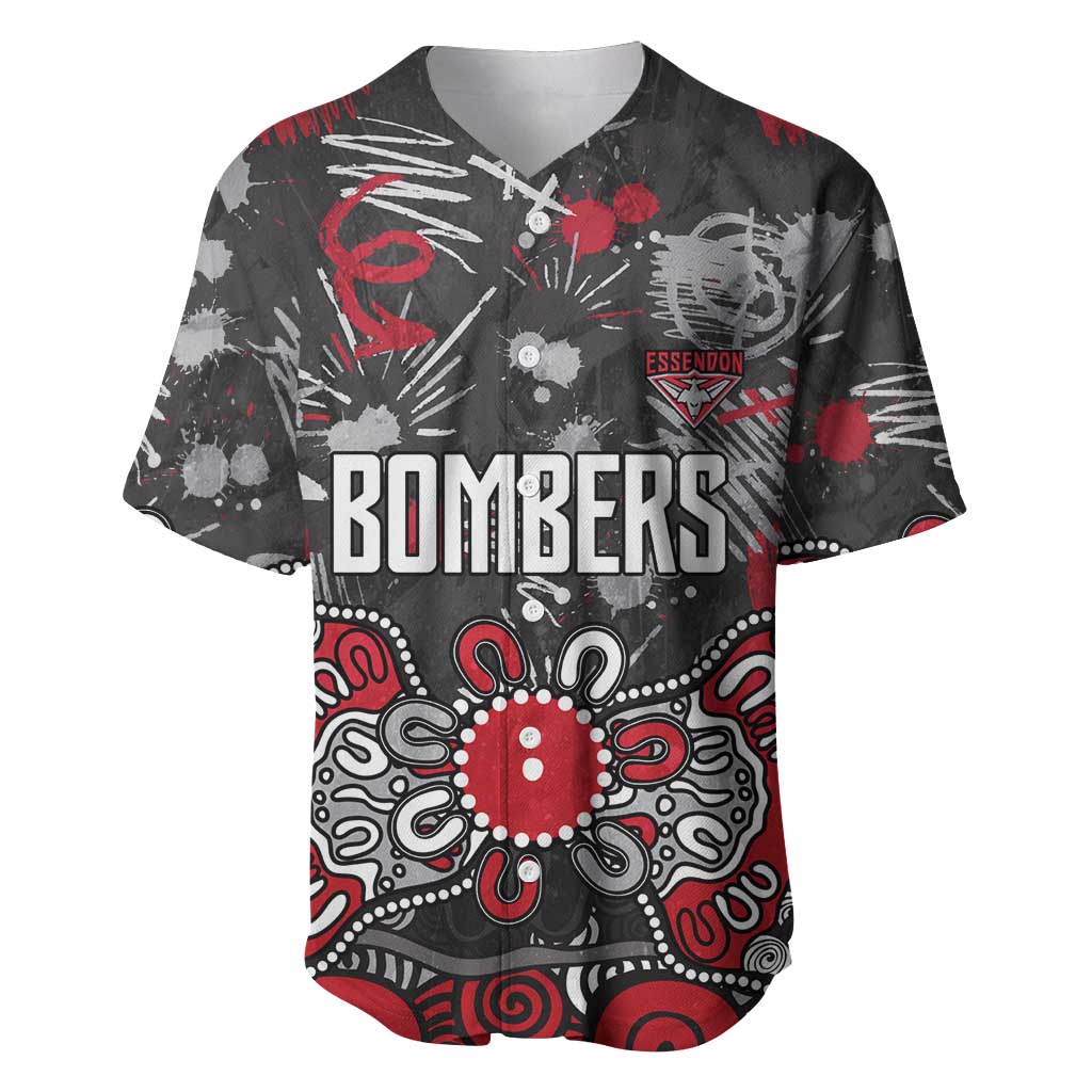Personalized Essendon Bombers Baseball Jersey Aboriginal Dot Painting Graffiti Style