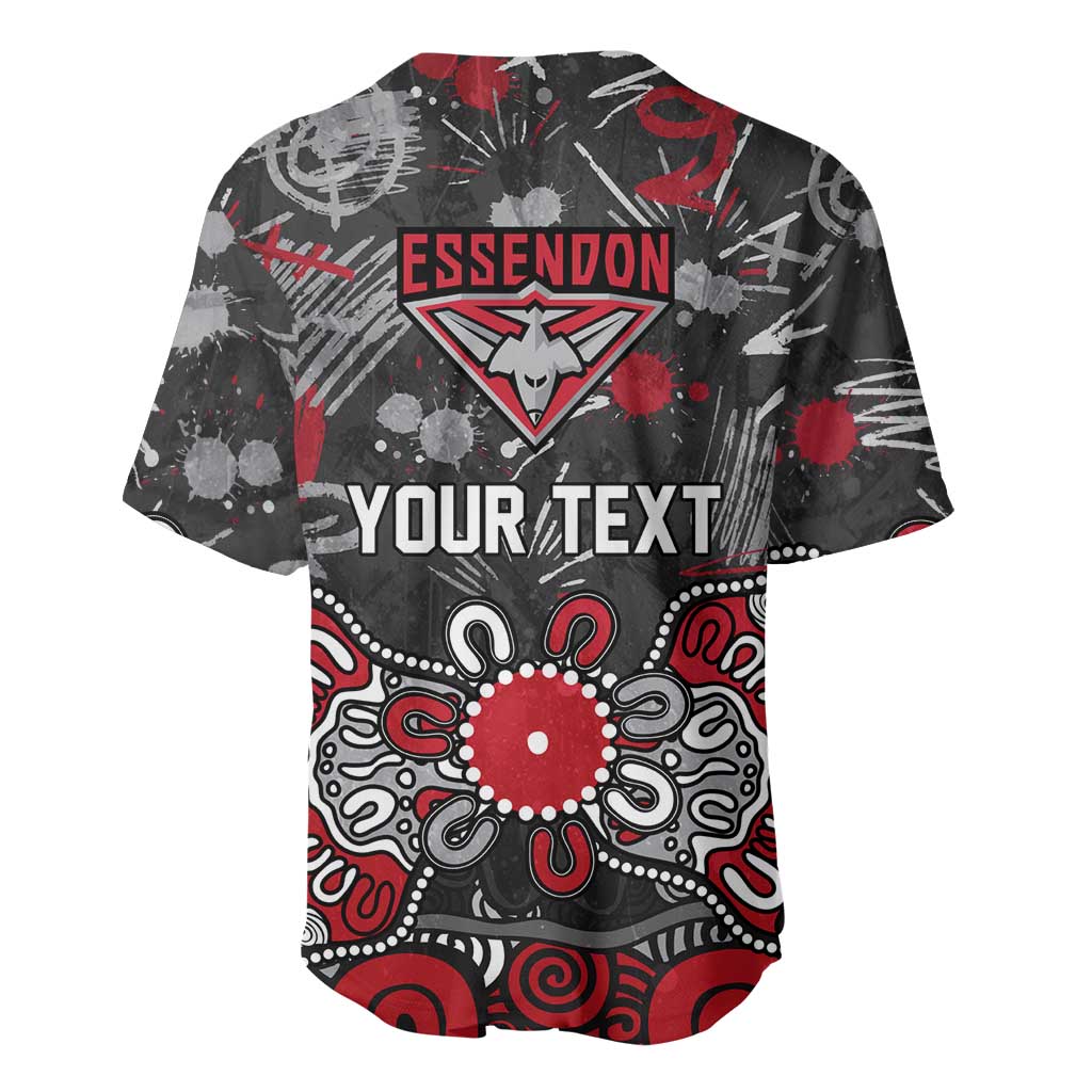 Personalized Essendon Bombers Baseball Jersey Aboriginal Dot Painting Graffiti Style