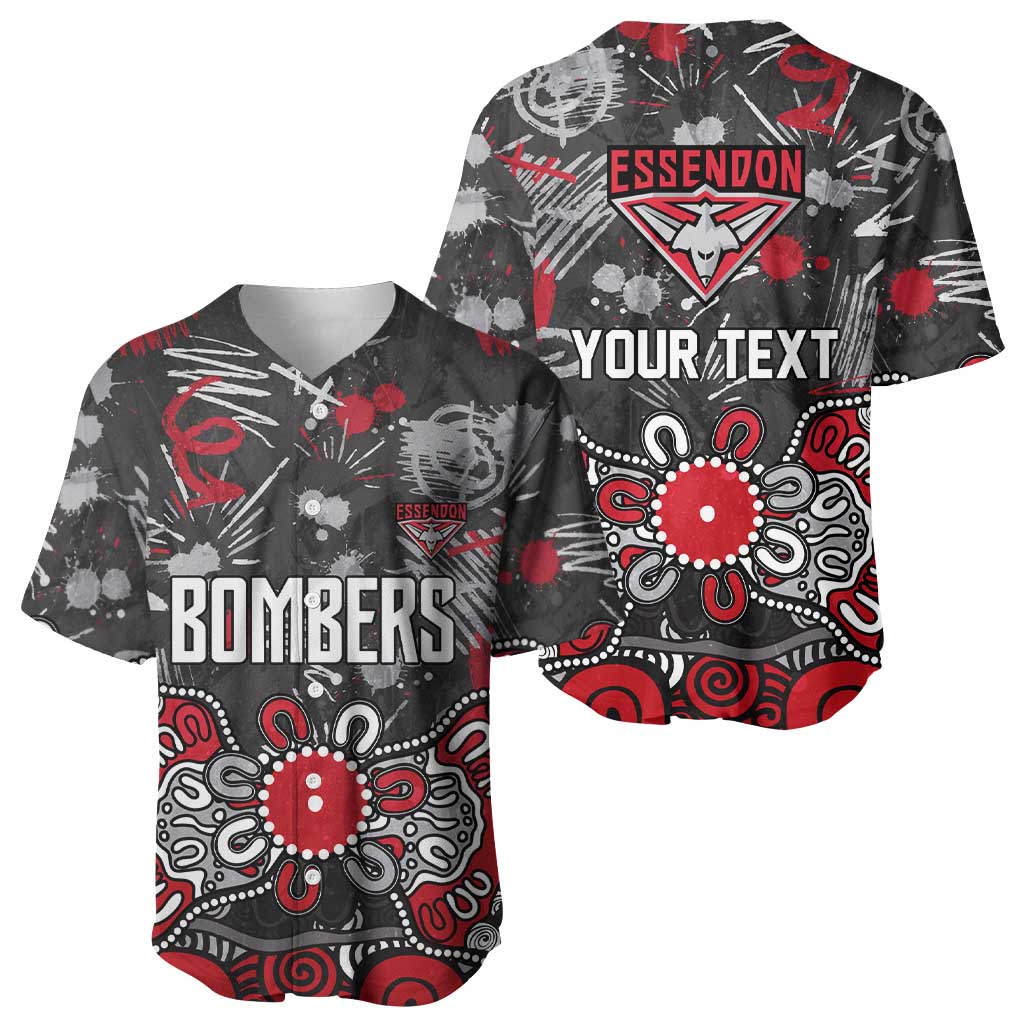Personalized Essendon Bombers Baseball Jersey Aboriginal Dot Painting Graffiti Style