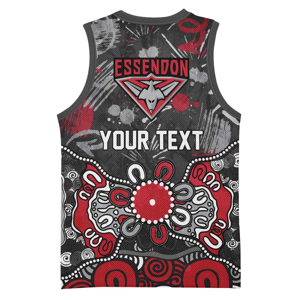 Personalized Essendon Bombers Basketball Jersey Aboriginal Dot Painting Graffiti Style
