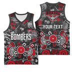 Personalized Essendon Bombers Basketball Jersey Aboriginal Dot Painting Graffiti Style