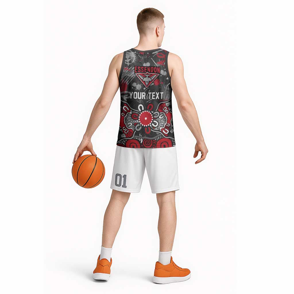 Personalized Essendon Bombers Basketball Jersey Aboriginal Dot Painting Graffiti Style