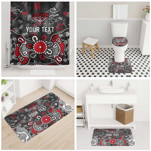 Personalized Essendon Bombers Bathroom Set Aboriginal Dot Painting Graffiti Style