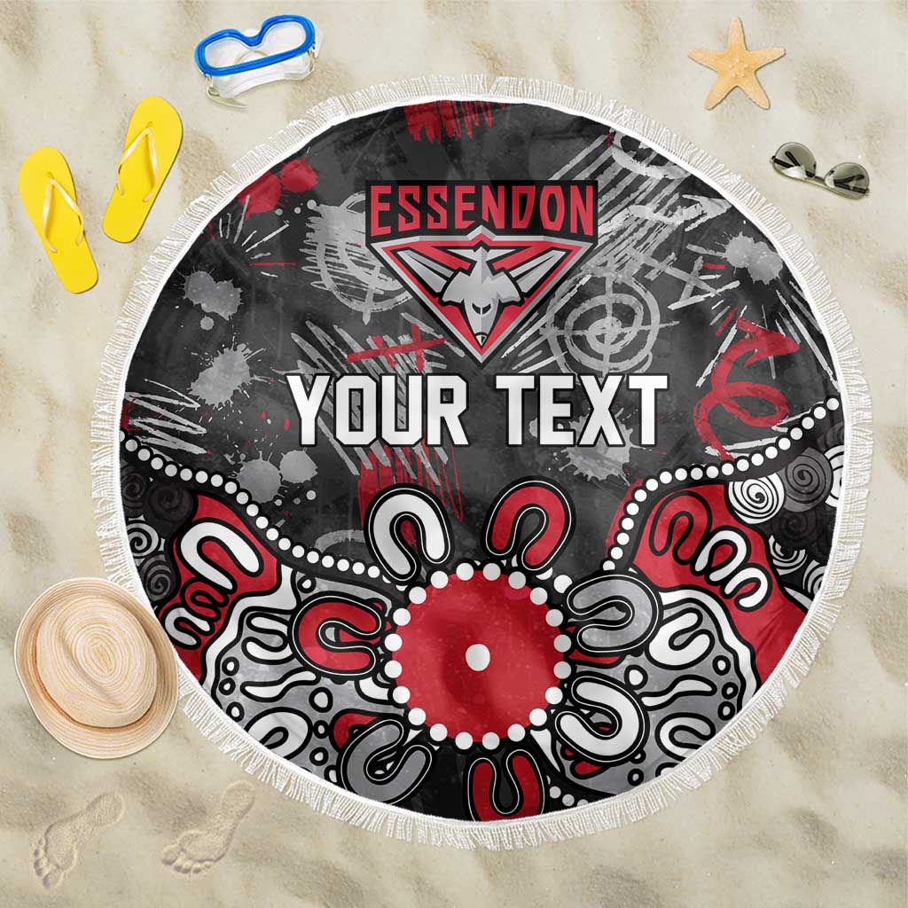 Personalized Essendon Bombers Beach Blanket Aboriginal Dot Painting Graffiti Style