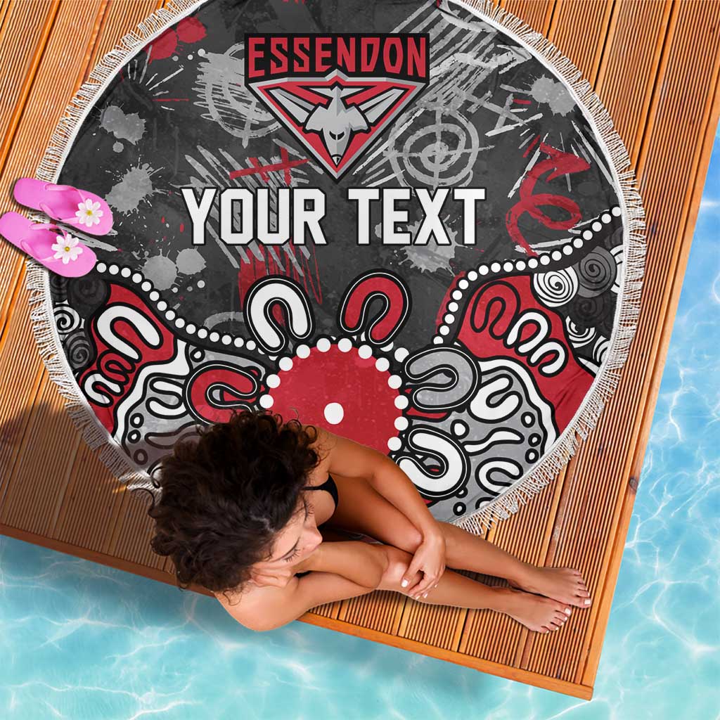 Personalized Essendon Bombers Beach Blanket Aboriginal Dot Painting Graffiti Style