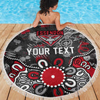 Personalized Essendon Bombers Beach Blanket Aboriginal Dot Painting Graffiti Style