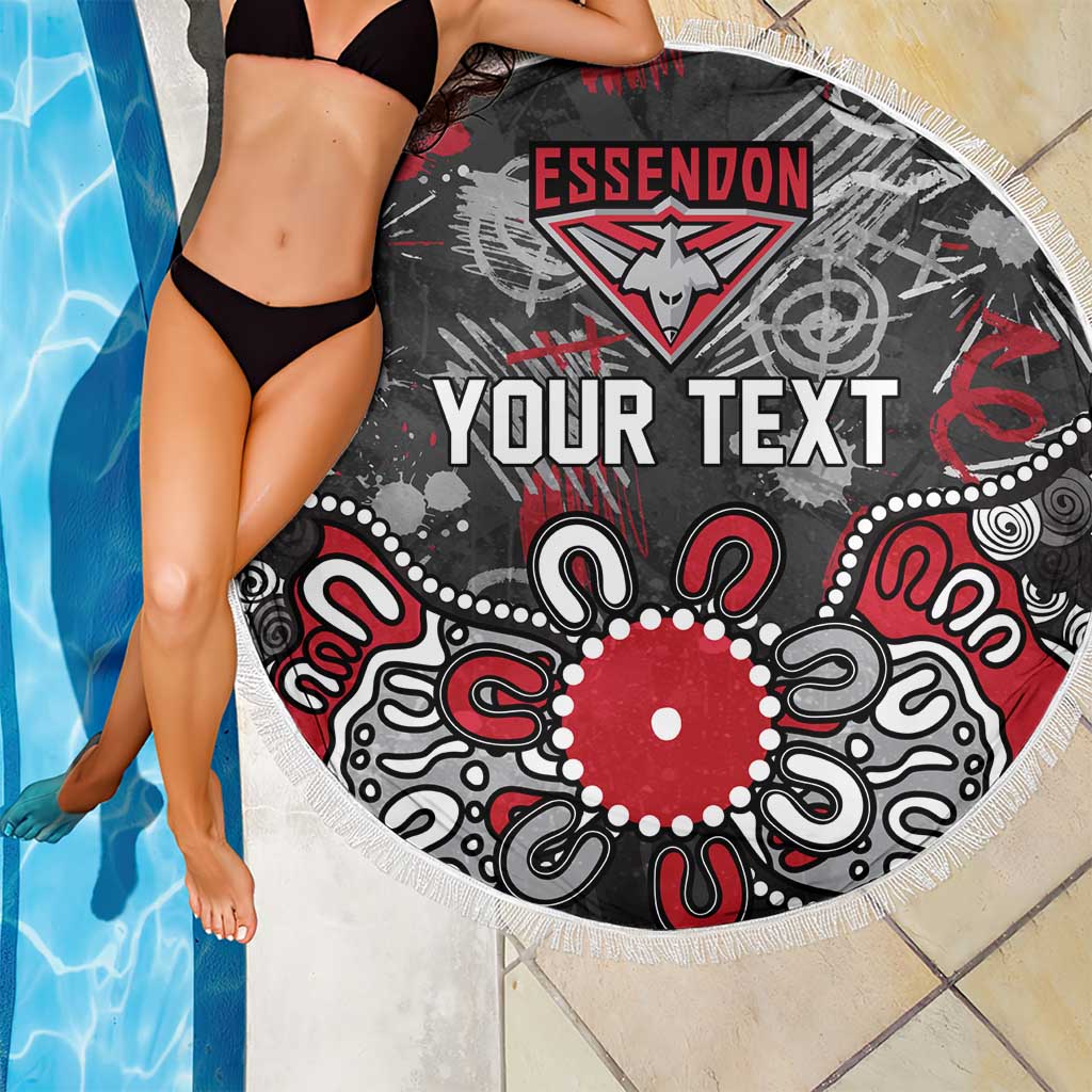 Personalized Essendon Bombers Beach Blanket Aboriginal Dot Painting Graffiti Style