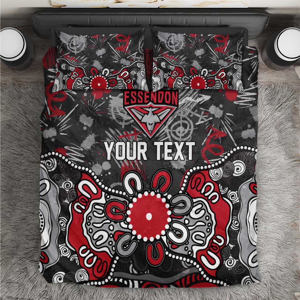 Personalized Essendon Bombers Bedding Set Aboriginal Dot Painting Graffiti Style