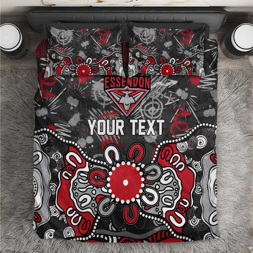 Personalized Essendon Bombers Bedding Set Aboriginal Dot Painting Graffiti Style