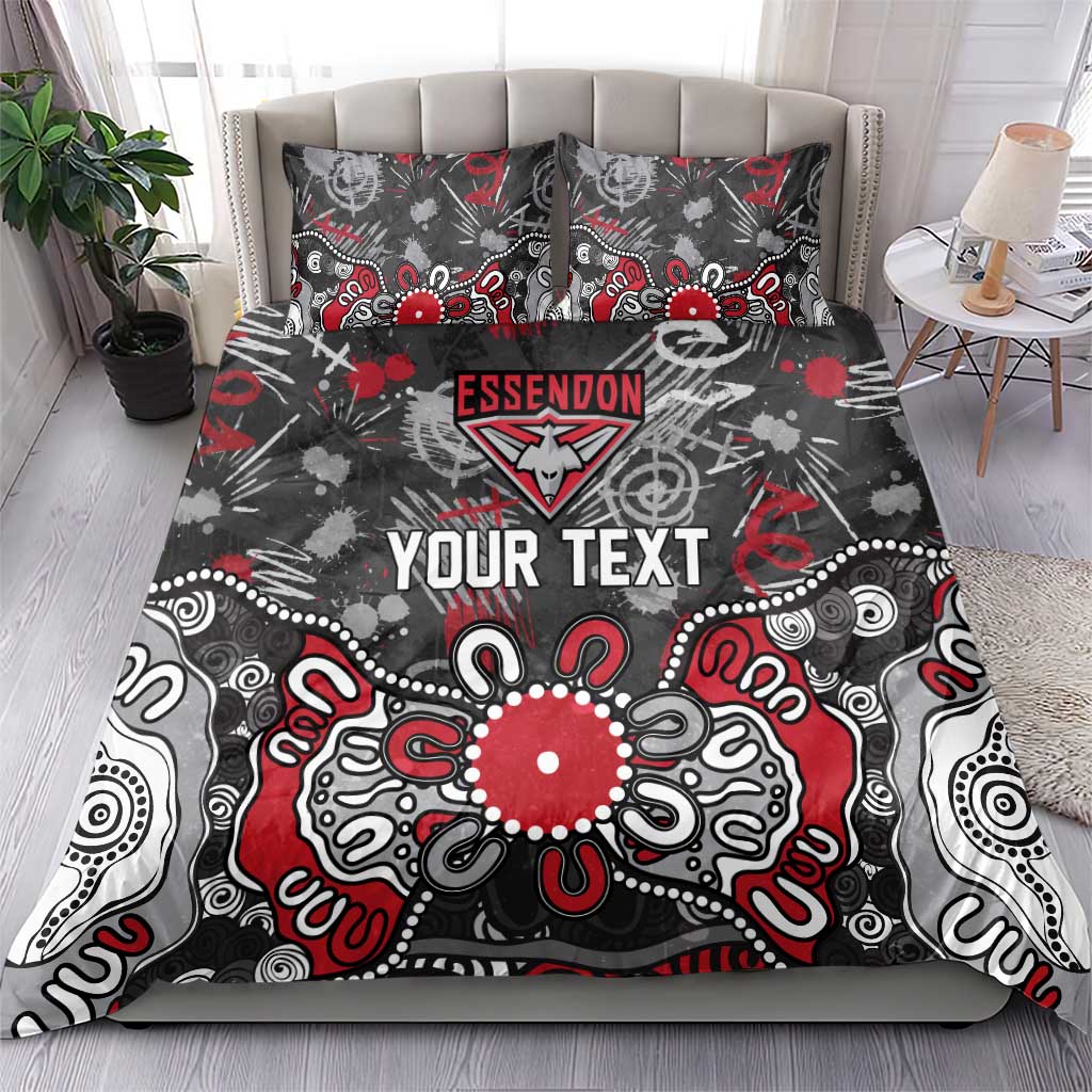 Personalized Essendon Bombers Bedding Set Aboriginal Dot Painting Graffiti Style