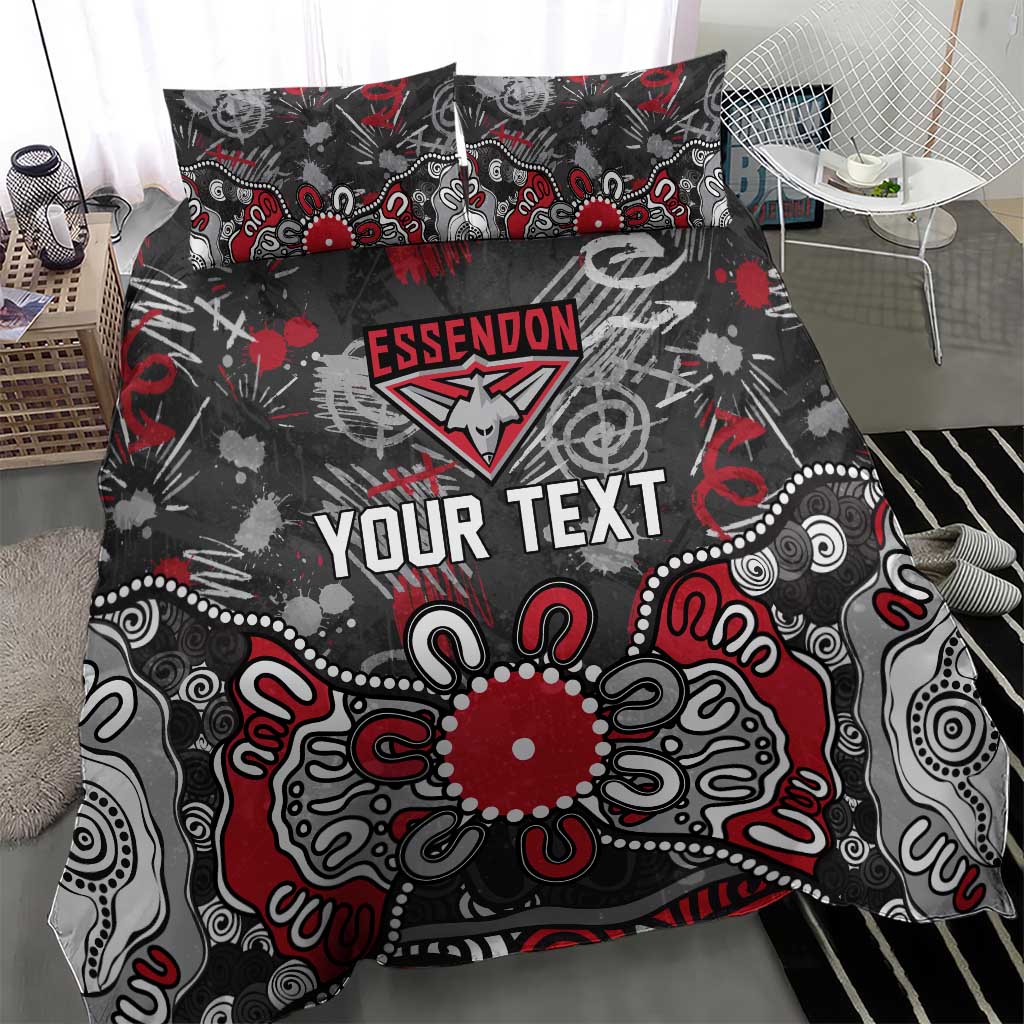 Personalized Essendon Bombers Bedding Set Aboriginal Dot Painting Graffiti Style