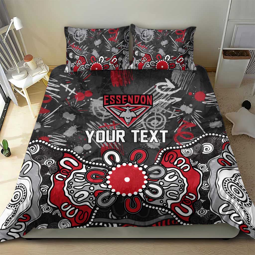 Personalized Essendon Bombers Bedding Set Aboriginal Dot Painting Graffiti Style