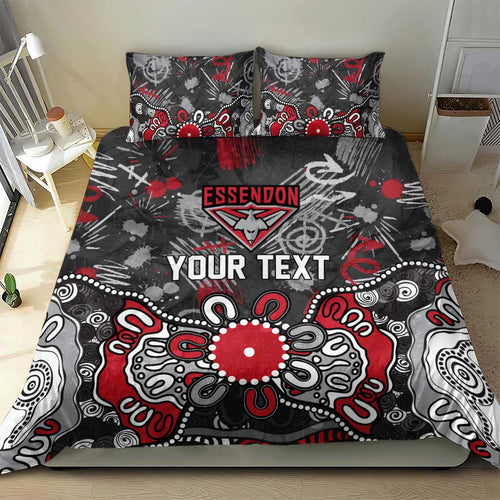 Personalized Essendon Bombers Bedding Set Aboriginal Dot Painting Graffiti Style