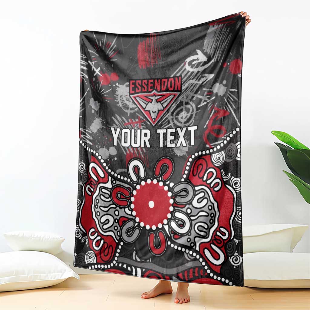 Personalized Essendon Bombers Blanket Aboriginal Dot Painting Graffiti Style