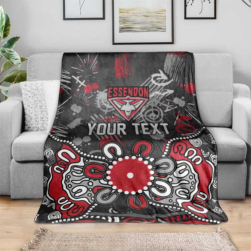 Personalized Essendon Bombers Blanket Aboriginal Dot Painting Graffiti Style