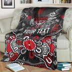 Personalized Essendon Bombers Blanket Aboriginal Dot Painting Graffiti Style