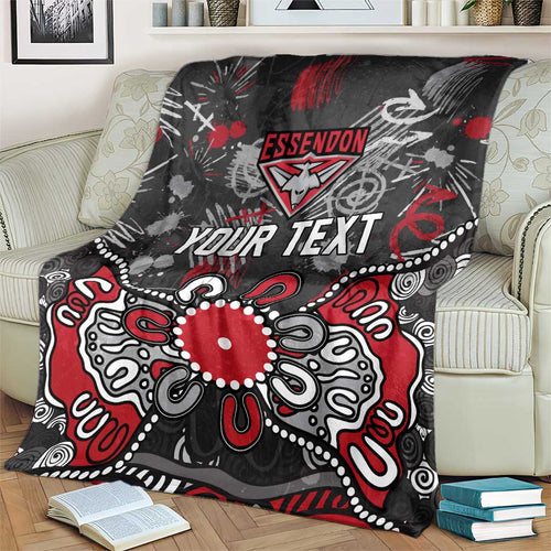 Personalized Essendon Bombers Blanket Aboriginal Dot Painting Graffiti Style