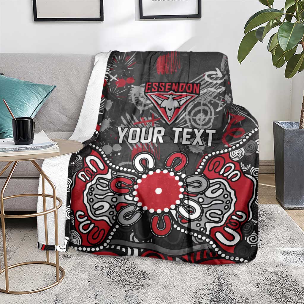 Personalized Essendon Bombers Blanket Aboriginal Dot Painting Graffiti Style