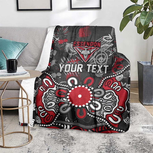 Personalized Essendon Bombers Blanket Aboriginal Dot Painting Graffiti Style