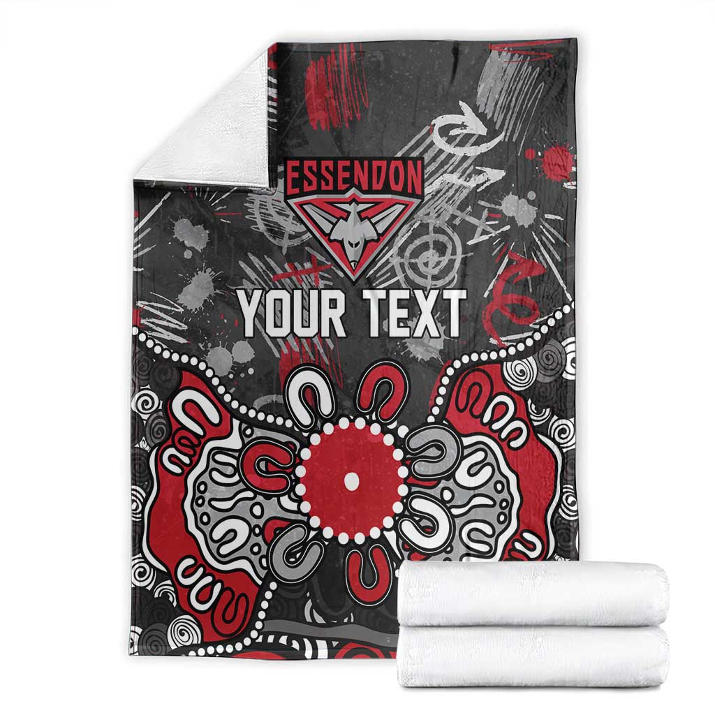 Personalized Essendon Bombers Blanket Aboriginal Dot Painting Graffiti Style
