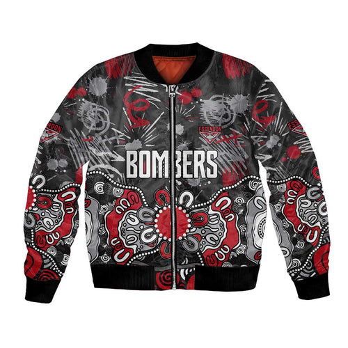 Personalized Essendon Bombers Bomber Jacket Aboriginal Dot Painting Graffiti Style