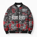 Personalized Essendon Bombers Bomber Puffer Jacket Aboriginal Dot Painting Graffiti Style