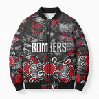 Personalized Essendon Bombers Bomber Puffer Jacket Aboriginal Dot Painting Graffiti Style