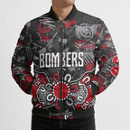 Personalized Essendon Bombers Bomber Puffer Jacket Aboriginal Dot Painting Graffiti Style