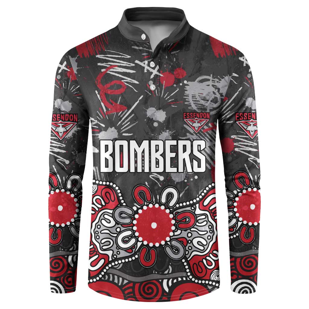 Personalized Essendon Bombers Button Sweatshirt Aboriginal Dot Painting Graffiti Style