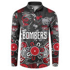 Personalized Essendon Bombers Button Sweatshirt Aboriginal Dot Painting Graffiti Style