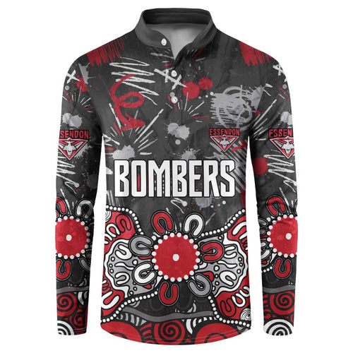 Personalized Essendon Bombers Button Sweatshirt Aboriginal Dot Painting Graffiti Style