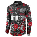 Personalized Essendon Bombers Button Sweatshirt Aboriginal Dot Painting Graffiti Style
