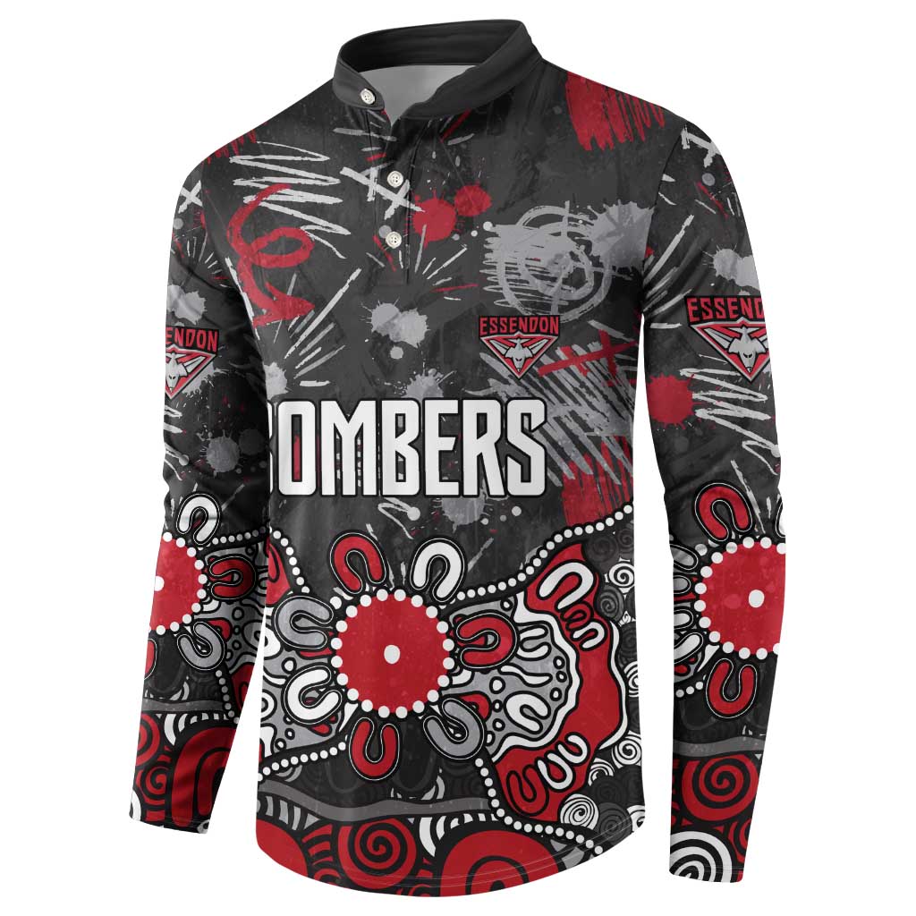 Personalized Essendon Bombers Button Sweatshirt Aboriginal Dot Painting Graffiti Style
